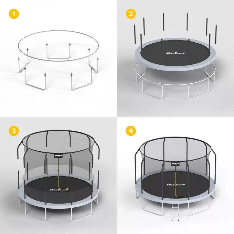 REBEL Active Trampoline PRO 10ft/305 cm su apsauginiu tinklu, juoda/mėlyna