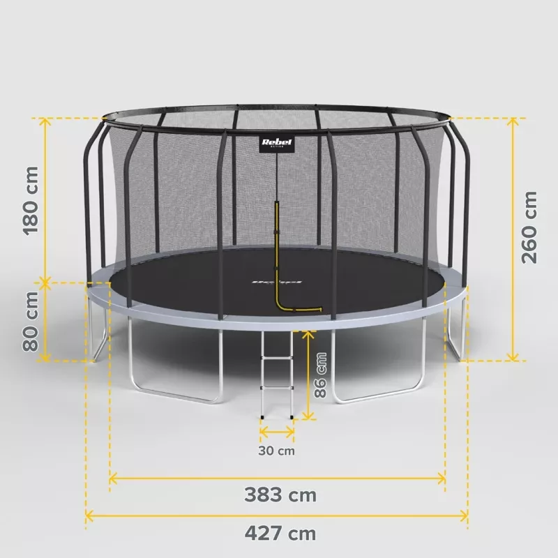 REBEL Active Trampoline PRO 14ft/427 cm su apsauginiu tinklu ir kopėčiomis