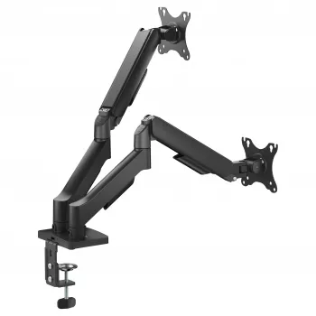 Equip Dvigubo Monitoriavo Stalo Laikiklis 17-32 inch Ekranams, 360° Sukimasis, Dujinė Spyruoklė, 9 kg Talpa, Juodas