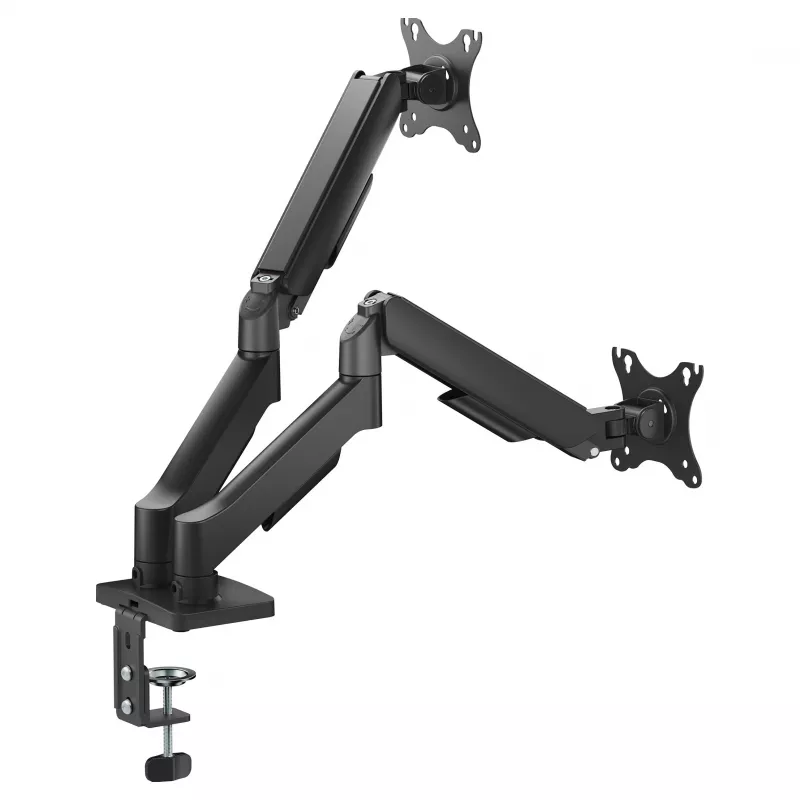 Equip Dvigubo Monitoriavo Stalo Laikiklis 17-32 inch Ekranams, 360° Sukimasis, Dujinė Spyruoklė, 9 kg Talpa, Juodas