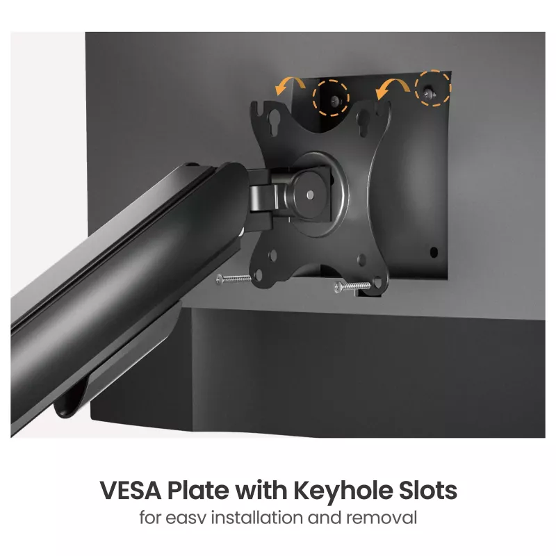 Equip Dvigubo Monitoriavo Stalo Laikiklis 17-32 inch Ekranams, 360° Sukimasis, Dujinė Spyruoklė, 9 kg Talpa, Juodas