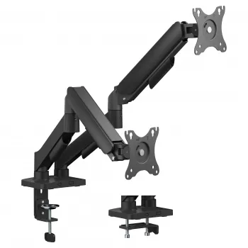 Equip Dvigubo Monitoriavo Stalo Laikiklis 17-32 inch Ekranams, 360° Sukimasis, Dujinė Spyruoklė, 9 kg Talpa, Juodas