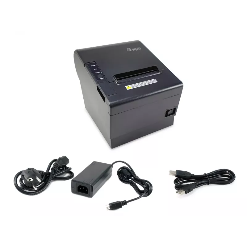 Equip 58/80mm terminis kvitų spausdintuvas su automatiniu pjovikliu, USB/Bluetooth/WiFi/jungtimi kasos stalčiui, juodas