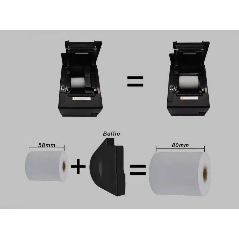 Equip 58/80mm terminis kvitų spausdintuvas su automatiniu pjovikliu, USB/Bluetooth/WiFi/jungtimi kasos stalčiui, juodas