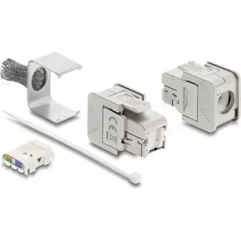 Delock Keystone Modulis RJ45 Moteriška į LSA Cat.6A Ekranuotas su Ekranavimo Pintine Be Įrankių (91084)
