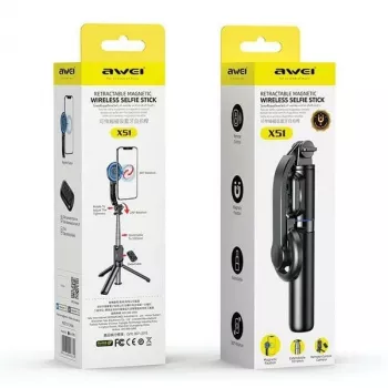 AWEI X51 Magnetinis Selfie Strypas Tripodas Juodas