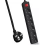 Helos Power Strip CLASSIC, 6-Way, Black, 5,0m, with Switch