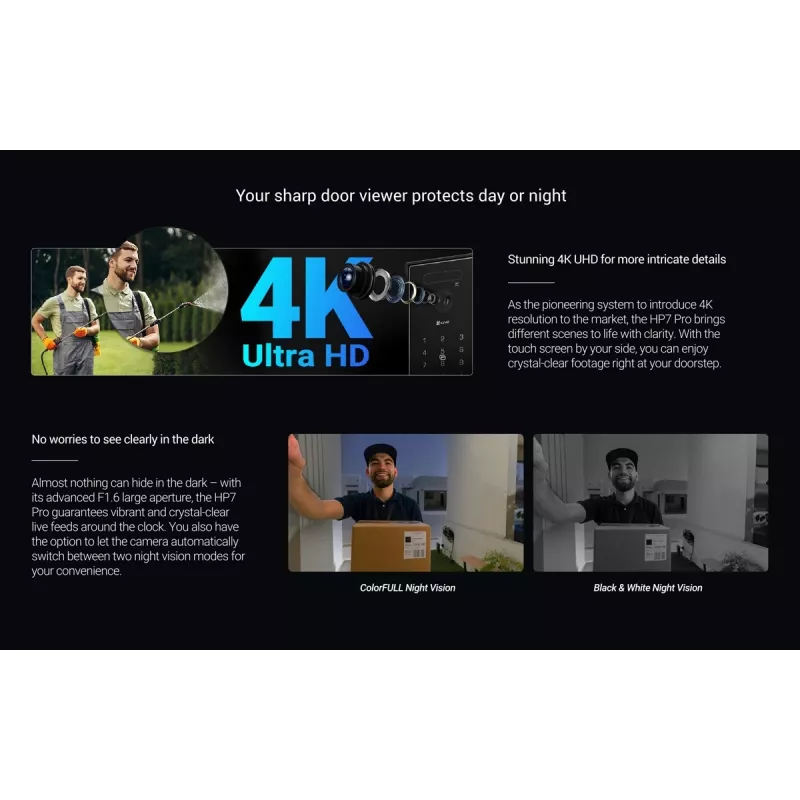 EZVIZ HP7 Pro 4K IP vaizdo domofono komplektas su 7 colių jutikliniu monitoriumi, Wi-Fi 6, delno skaitytuvu, veido atpažinimu, RFID, IP65 lauko stotele
