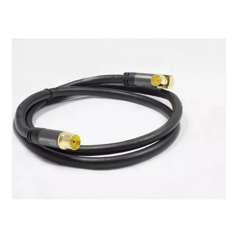 Good Connections SmartFLEX SAT antenos kabelis, IEC/Coax kampuotas kištukas į lizdą, paauksuotas, keturgubai ekranuotas, 120 dB, juodas, 1,5 m (GC-M2072)