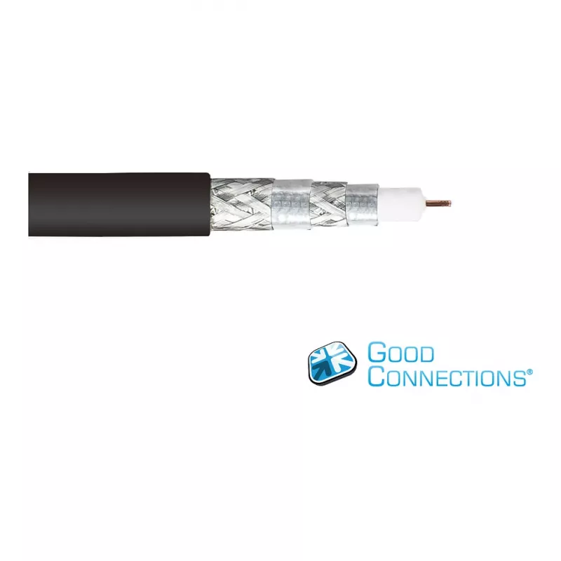 Good Connections SmartFLEX SAT antenos kabelis, IEC/Coax kampuotas kištukas į lizdą, paauksuotas, keturgubai ekranuotas, 120 dB, juodas, 1,5 m (GC-M2072)