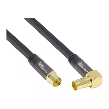 Good Connections SAT Antenos Laidas SmartFLEX, IEC/Coax Kištukas Kampus Į Lizdą, Auksuotas, Keturgubai Ekranuotas, 120 dB, Juodas, 2 m