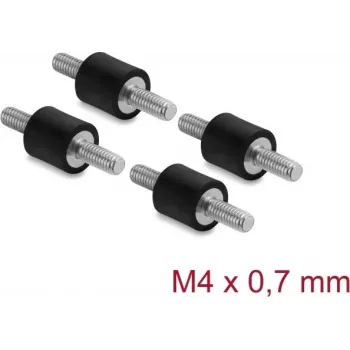 Delock Vibracijos slopintuvas M4 x 0,7 mm D 10 x A 10 mm su 2 išoriniais sriegiais, 4 vnt., juodas (60798)