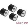 Delock Vibracijos slopintuvas M6 x 1 mm D 25 x H 20 mm su 2 išoriniais sriegiais, 4 vnt., juodas (60815)