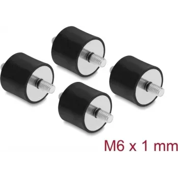 Delock Vibracijos slopintuvas M6 x 1 mm D 25 x H 20 mm su 2 išoriniais sriegiais, 4 vnt., juodas (60815)