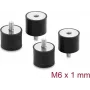 Delock Vibration Damper M6 x 1 mm D 25 x H 20 mm with Internal and External Thread 4 Pieces Black