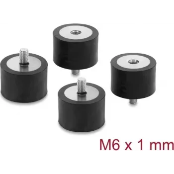 Delock Vibracijų slopintuvas M6 x 1 mm D 30 x H 20 mm su išoriniu ir vidiniu sriegiu, 4 vnt., juodas (60821)