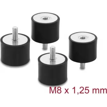 Delock Vibration Damper M8 x 1,25 mm D 40 x H 30 mm with Male and Female Thread 4 Pieces Black (60822)