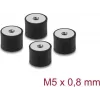 Delock Vibration Damper M5 x 0.8 mm D 20 x H 15 mm with 2 x Internal Thread 4 Pieces Black