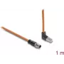 Delock M12 į RJ45 laidas X-coded 8-pin Male Straight to Male Upward Angled S/FTP Shielded Cat.6A 1 m Oranžinis