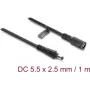 Delock DC ilginimo kabelis 5.5 x 2.5 mm lizdas-kištukas su bajonetiniu fiksatoriumi 18 AWG, 1 m juodas (67392)