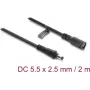 Delock DC ilginimo kabelis 5.5 x 2,5 mm kištukas į lizdą su bajonetiniu fiksatoriumi 18 AWG, 2 m juodas (67393)