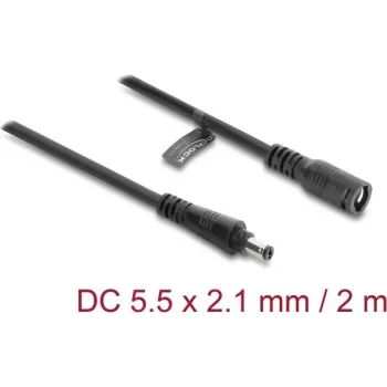 Delock DC ilginimo kabelis 5.5 x 2,1 mm vyriškas į moterišką su bajonetiniu fiksatoriumi 18 AWG, 2 m juodas (67390)