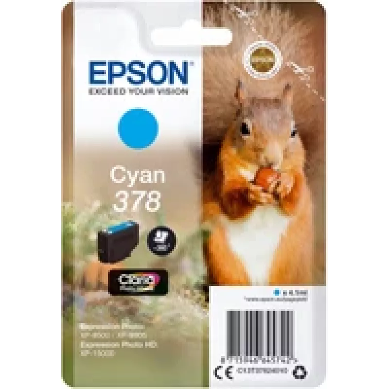 Epson 378 Cyan Original Ink Cartridge 4,1 ml Blister with RF/Acoustic Alarm Signal for Expression Photo XP-8500