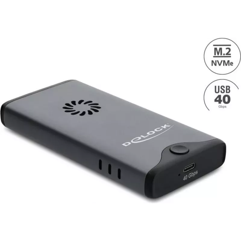 Delock USB Type-C 40 Gbps korpusas 1 x M.2 NVMe PCIe SSD su ventiliatoriumi - be įrankių