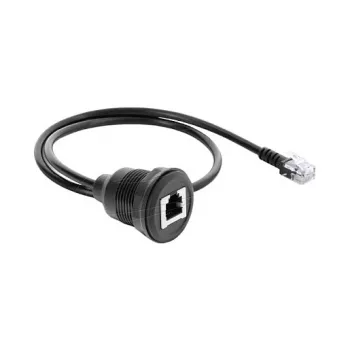 Delock RJ12 vyriškas į RJ12 moterišką skydinio montavimo kabelis 50 cm juodas