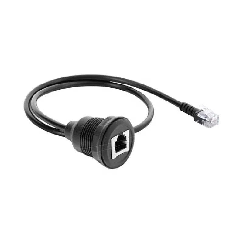 Delock RJ12 vyriškas į RJ12 moterišką skydinio montavimo kabelis 50 cm juodas