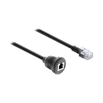 Delock RJ12 vyriškas į RJ12 moterišką skydinio montavimo kabelis 50 cm juodas