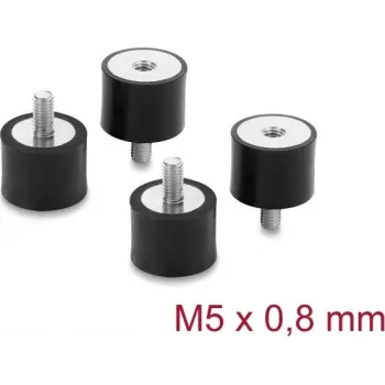 Delock Vibracijos slopintuvas M5 x 0.8 mm D 20 x H 15 mm su vidiniu ir išoriniu sriegiu, 4 vnt., juodas (60819)