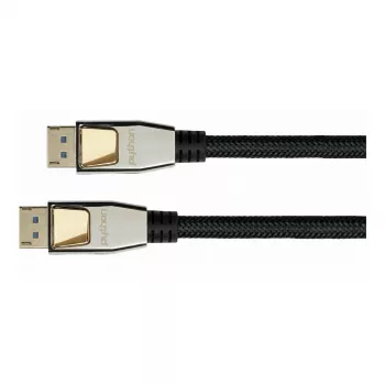 GoodConnections Python DisplayPort 2.0 laidas 0,5 m juodas, pilno metalo jungtys, 54 Gbit/s, UHBR 13.5, 4K 240Hz, 8K 60Hz