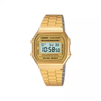 Casio A168WG-9WDF Vintažinis universalus skaitmeninis laikrodis su nerūdijančio plieno apyranke, auksinis