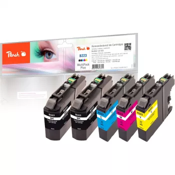 Peach Multi Pack Plus - 5 vnt. - Juoda, Geltona, Žydra, Purpurinė - Suderinama rašalo kasetė (Alternatyva Brother LC-223BK, Brother LC-223M, Brother LC-223C, Brother LC-223Y)