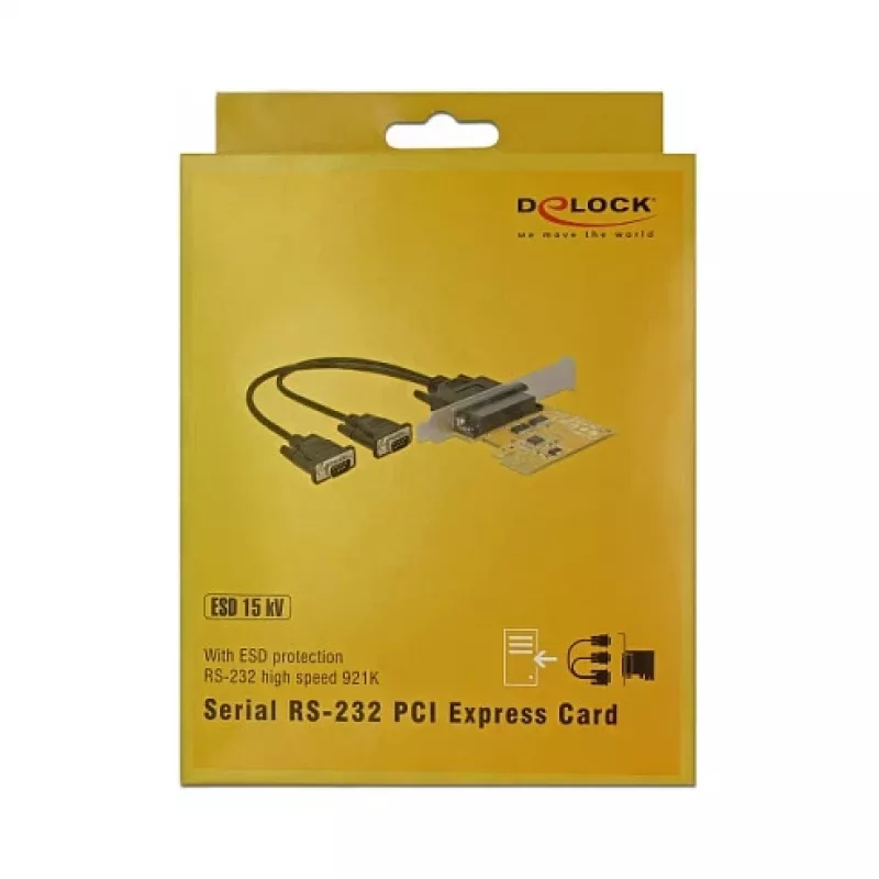Delock PCI Express x1 kortelė 2 x Serial RS-232 High Speed 921K ESD apsauga nuo viršįtampio