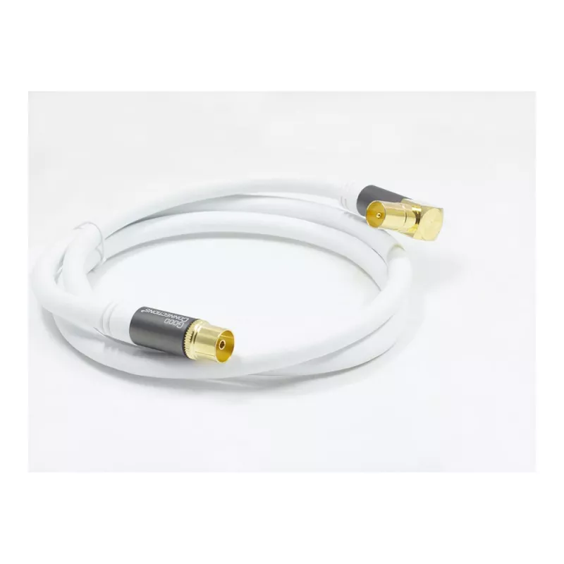 Good Connections SmartFLEX SAT Antenos Laidas, IEC/Coax Kampiškas Kištukas į Lizdą, Auksuotas, Keturgubai Ekranuotas, 120 dB, Baltas, 2 m (GC-M2063)
