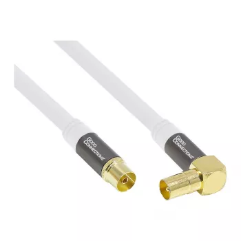 Good Connections SmartFLEX SAT Antenos Laidas, IEC/Coax Kampiškas Kištukas į Lizdą, Auksuotas, Keturgubai Ekranuotas, 120 dB, Baltas, 2 m (GC-M2063)