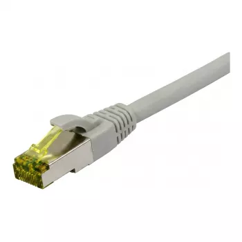 Synergy21 Patch Cable RJ45, CAT6A 500MHz, 10m, Grey, S/FTP, Slimline Round d=4.5mm, TPE/LSZH (Superflex), AWG28, su CAT7 Raw Connectors, Rotatable Connector