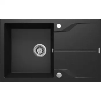 DEANTE 1-Bowl Granite Sink with Drainer Graphite Metallic Andante