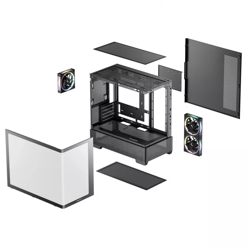DeepCool CG380U Mid-Tower korpusas, grūdintas stiklas, 3x 120mm ARGB ventiliatoriai, juodas