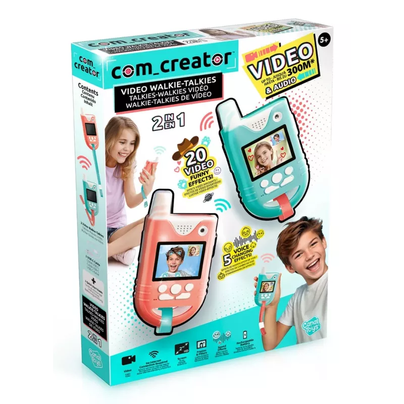Canal Toys Video Walkie-Talkies (INF042) – 2 vnt., 1,8 colių spalvotas LCD ekranas, iki 200 m nuotolis, dvipusis garsas ir vaizdas, vaikams nuo 5 metų