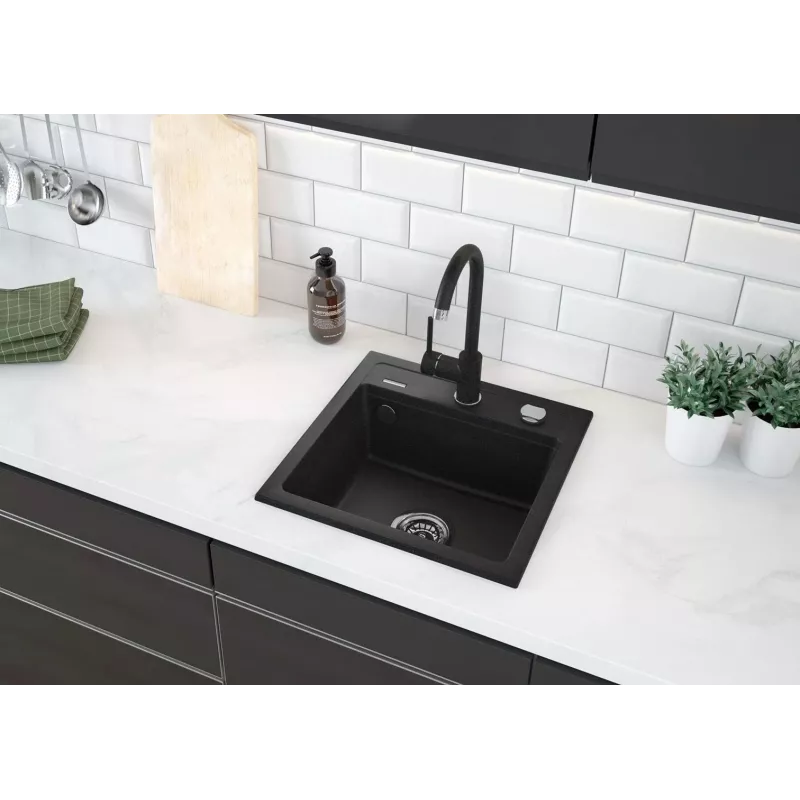 Granitinė kriauklė su maišytuvu 1 dubuo Deante Graphite Matt Zorba
