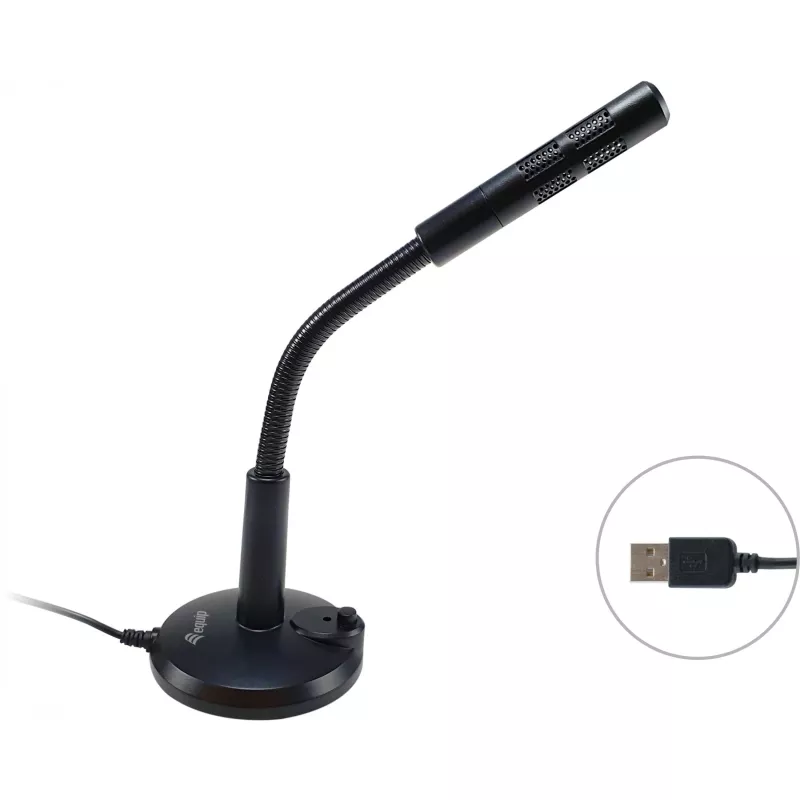 Stalinis mikrofonas Equip 245340 su reguliuojamu kampu, USB jungtimi, juodas
