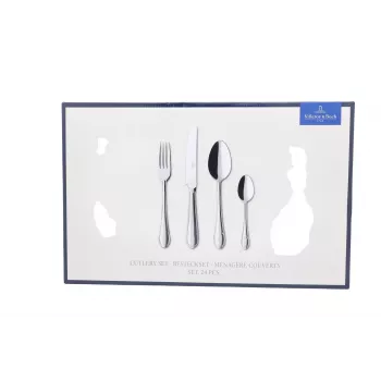Villeroy & Boch Mademoiselle 24 dalių stalo įrankių rinkinys, 18/10 nerūdijantis plienas, poliruotas, tinka plauti indaplovėje, 6 vietų