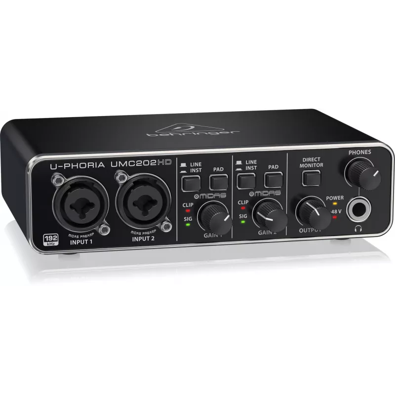 Behringer UMC202HD USB garso sąsaja su MIDAS pirminiais stiprintuvais