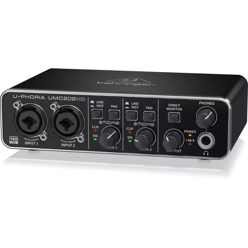Behringer UMC202HD USB garso sąsaja su MIDAS pirminiais stiprintuvais