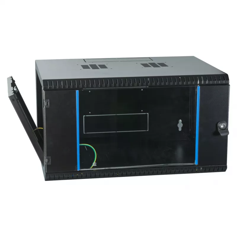 EFB-ELEKTRONIK 19 colių sieninis korpusas 6U, fiksuotas, 1-dalies, RAL 9005 anglies juodas, gylis 450 mm (691706VTS.45)