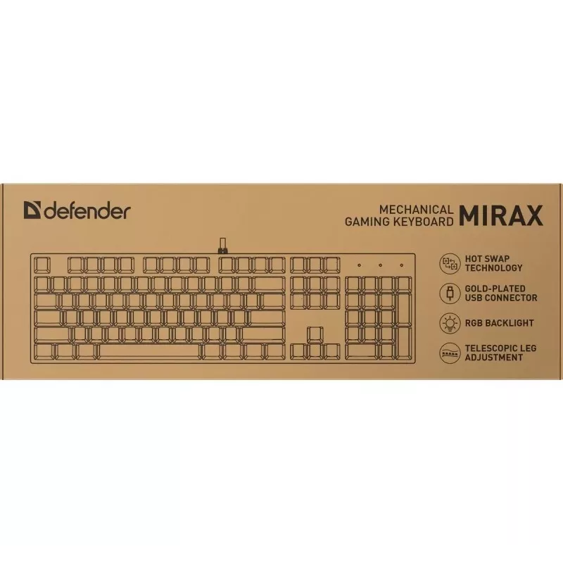 Defender Mirax GK-352 mechaninė žaidimų klaviatūra, Outemu Blue jungikliai, RGB foninis apšvietimas, laidas USB, juoda