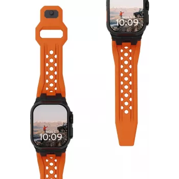 URBAN ARMOR GEAR UAG Monarch Strap, Apple Watch Ultra / 44 / 45 / 46 mm - Orange / Titanium Black
